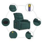 vidaXL Fauteuil de massage inclinable électrique Vert foncé Tissu