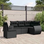 vidaXL Salon de jardin 5 Pièces avec coussins noir résine tressée