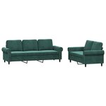 vidaXL Ensemble de canapés 2 Pièces avec coussins Vert foncé Velours