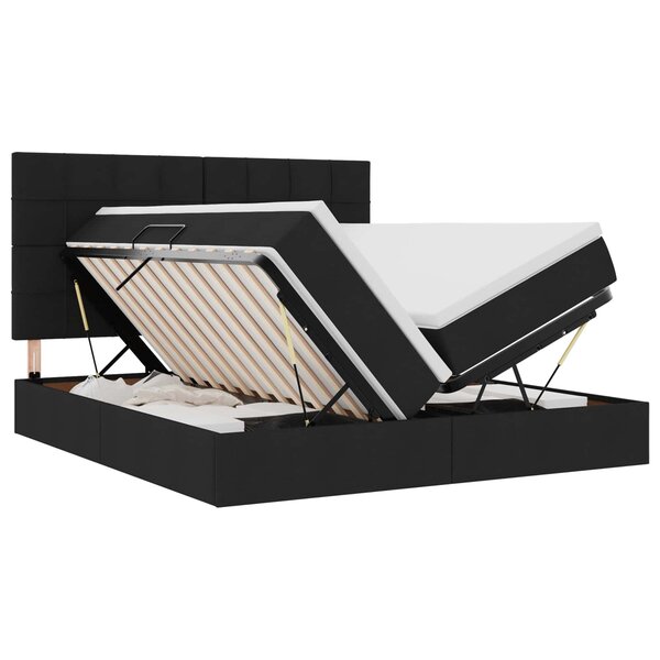 vidaXL Lit de Rangement Noir 200 x 200 cm Cuir synthétique