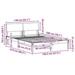 vidaXL Cadre de lit avec tête de lit marron et gris foncé 140 x 200 cm