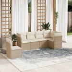 vidaXL Salon de jardin avec coussins 6 Pièces beige résine tressée