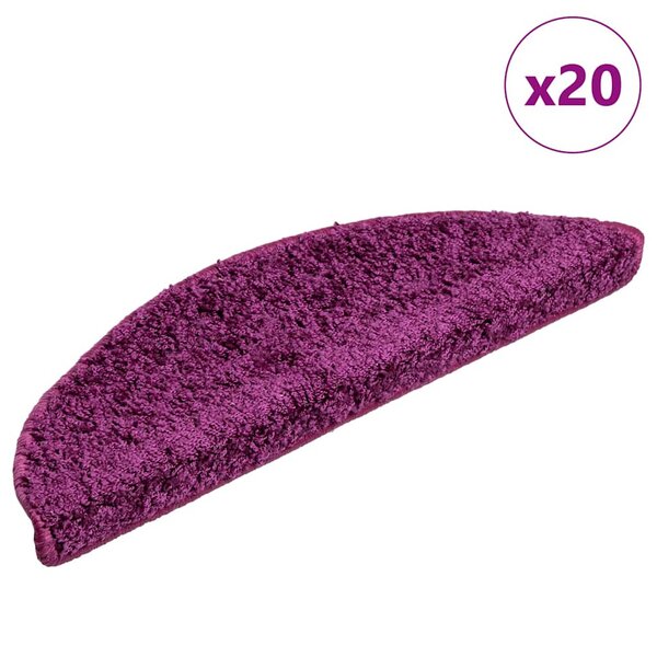 vidaXL Tapis d'escalier 20 pièces 56 x 17 x 3 cm Violet Demi-rond