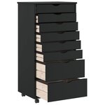 vidaXL Armoire roulante avec tiroirs MOSS noir bois de pin solide