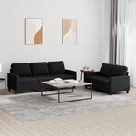 vidaXL Ensemble de canapés 2 Pièces avec coussins Noir Tissu