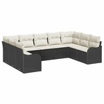 vidaXL Ensemble de canapé de jardin 9 Pièces Noir  blanc Poly rotin