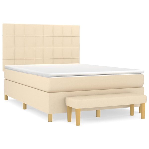 vidaXL Sommier à lattes de lit avec matelas Crème 140x200 cm Tissu