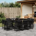 vidaXL Ensemble à manger de jardin 11 Pièces coussins noir résine tressée