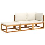 vidaXL Salon de jardin avec coussins 3 Pièces bois massif d'acacia