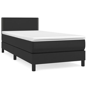 vidaXL Sommier à lattes de lit avec matelas Noir 100x200 cm Similicuir