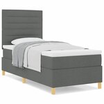 vidaXL Lit à ressort avec matelas gris foncé 100x200 cm en tissu