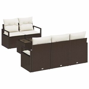 vidaXL Ensemble de canapé de jardin 6 Pièces Marron et Crème