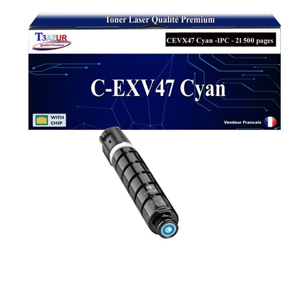 T3AZUR - Toner compatible avec Canon IR Advance C351iF  C355i  C355iFC  C355P  CEXV47 - Cyan