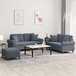 vidaXL Ensemble de canapés 3 Pièces avec coussins gris foncé velours