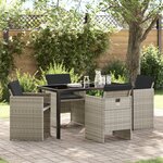 vidaXL Ensemble de salle à manger de jardin 5 pièces avec coussins en rotin synthétique gris clair