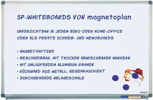 Tableau blanc Magnétique  Laqué  Cadre Alu  (L)600 x (H)450 mm MAGNÉTOPLAN