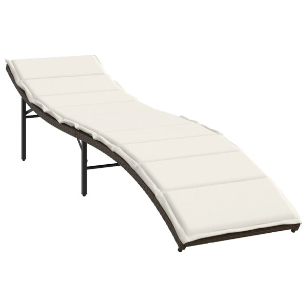 vidaXL Chaise longue avec coussin marron 55x199x50 cm résine tressée