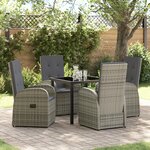 vidaXL Ensemble de Salle à Manger de Jardin 5 Pièces avec Coussins Gris Rattan Poly