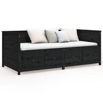 vidaXL Lit de jour sans matelas noir 90x190 cm bois de pin massif