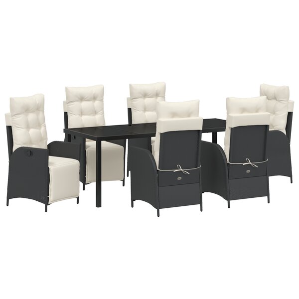 vidaXL Ensemble de salle à manger de jardin 7 pièces en rattan poly noir