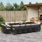 vidaXL Ensemble à manger de jardin 15 Pièces coussins noir résine tressée
