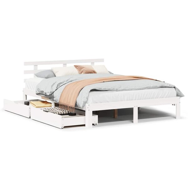 vidaXL Cadre de lit avec tiroirs sans matelas blanc 120x190 cm