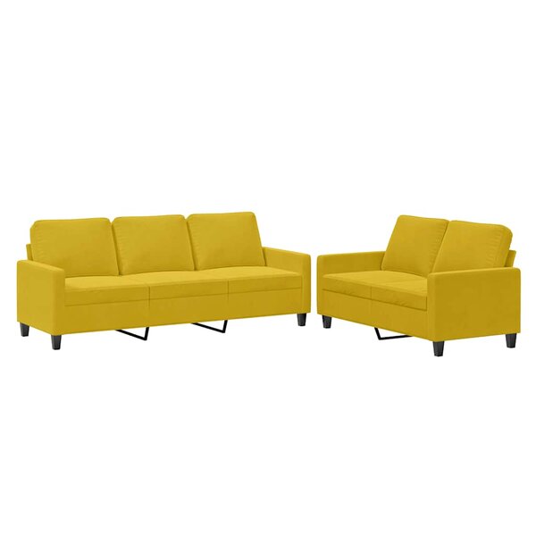 vidaXL Ensemble de canapés 2 Pièces avec coussins Jaune Velours