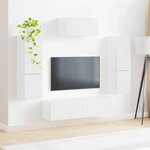 vidaXL Ensemble meuble TV 4 Pièces Blanc brillant Bois d'ingénierie