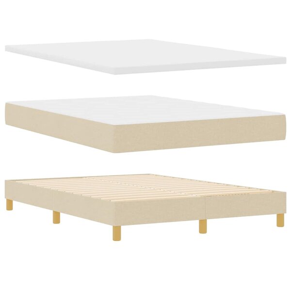 vidaXL Lit à Ressorts avec Matelas Crème 90x200 cm Tissu Crème