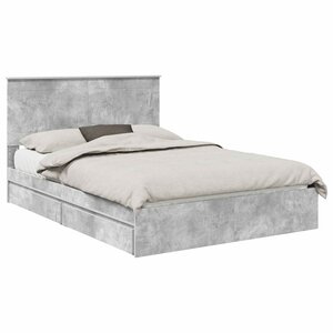 vidaXL Lit de Rangement Gris béton 150 x 200 cm Bois d'ingénierie