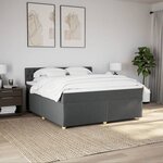 vidaXL Sommier à lattes de lit avec matelas Gris foncé 180x200cm Tissu