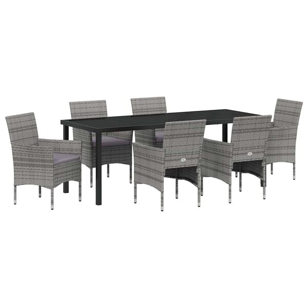 vidaXL Ensemble de salle à manger pour jardin 7 Pièces Gris polyrotin