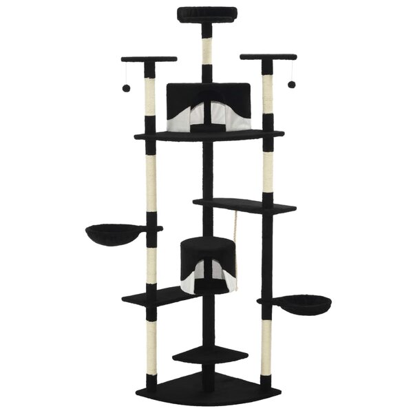 vidaXL Arbre à chat avec griffoirs en sisal 203 cm noir et blanc