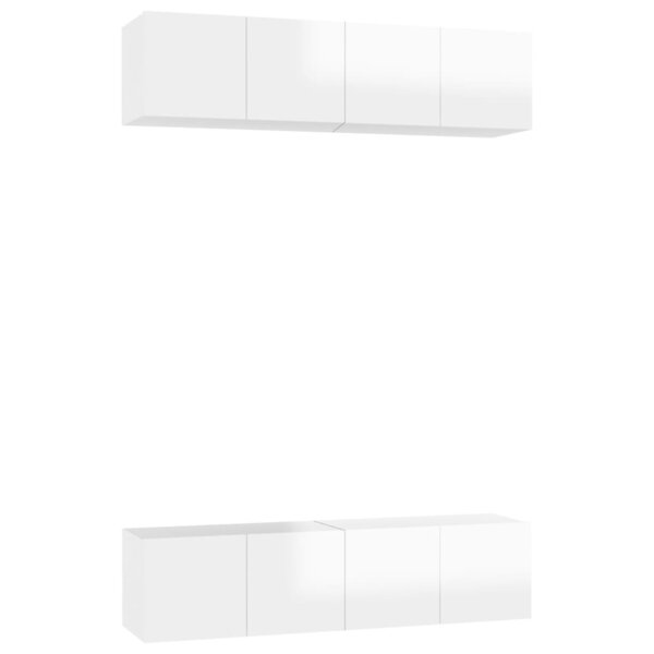 vidaXL Meubles TV 4 Pièces Blanc brillant 60x30x30 cm Bois d'ingénierie