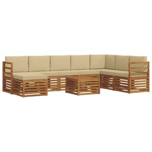 vidaXL Ensemble de canapés d'extérieur 9 pc Naturel et Beige