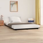 vidaXL Cadre de lit Noir 150x200 cm Bois de pin massif