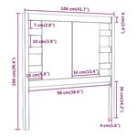 vidaXL Tête de lit Gris 106x4x100 cm Bois massif de pin