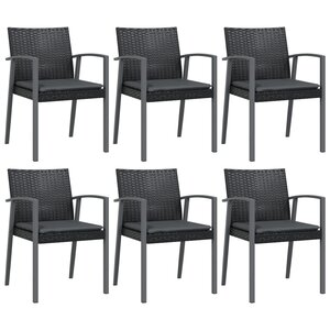 vidaXL Chaises de jardin et coussins lot de 6 noir 56 5x57x83 cm rotin
