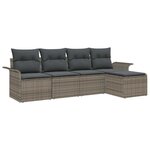 vidaXL Ensemble de canapé de jardin avec coussin 5 Pièces Gris Poly rotin