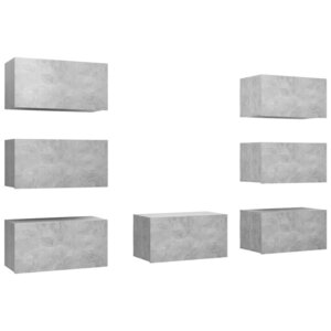 vidaXL Meubles TV 7 Pièces Gris béton 30 5x30x60 cm Bois d'ingénierie