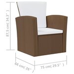 vidaXL Salon de jardin 8 Pièces avec coussins résine tressée marron