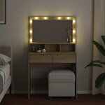 vidaXL Coiffeuse avec LED chêne sonoma 80x41x134 5 cm