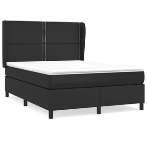 vidaXL Sommier à lattes de lit avec matelas Noir 140x190 cm Similicuir