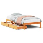 vidaXL Cadre de lit avec tiroirs sans matelas cire marron 90x200 cm