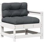 vidaXL Salon de jardin 3 Pièces avec coussins blanc bois de pin massif