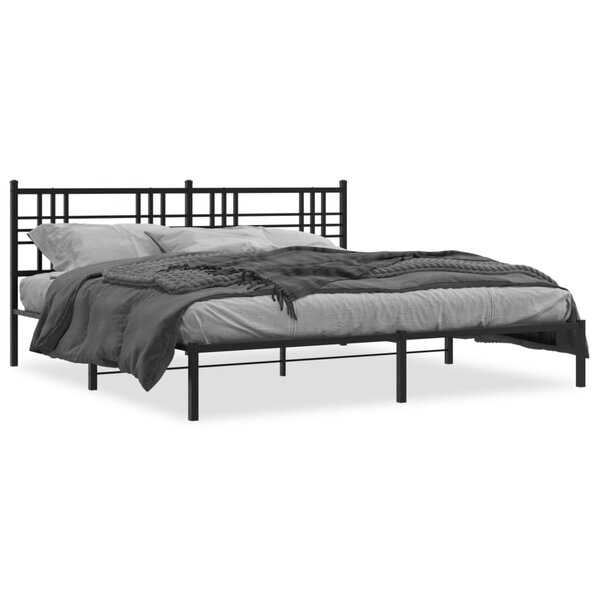 vidaXL Cadre de lit métal sans matelas avec tête de lit noir 183x213cm