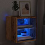 vidaXL Meuble TV mural avec lumières LED vieux bois 30x28 5x30 cm