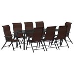 vidaXL Ensemble de salle à manger pour jardin 9 Pièces Marron