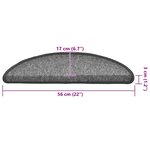 vidaXL Tapis d'escalier 30 pièces 56 x 17 x 3 cm Gris foncé Demi-rond