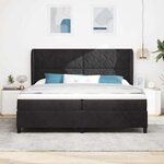 vidaXL Lit à ressorts avec matelas Noir 200x200 cm en velours.
